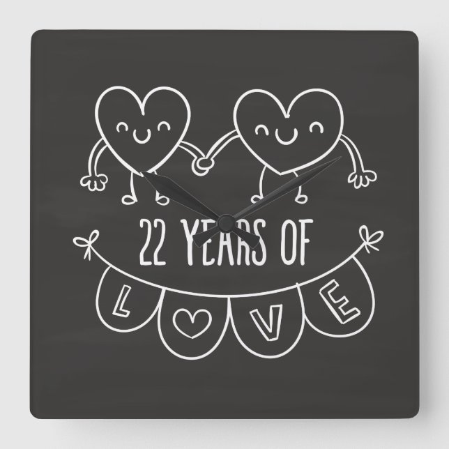 Horloge Carrée 22e Anniversary Poison de Chalk Hearts (Recto)