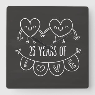 Horloge Carrée 25e Anniversary Poison Chalk Hearts