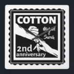 Horloge Carrée 2nd Wedding anniversary Holding hands<br><div class="desc">This design has a black and white illustration of a man and wife holding hands. Romantic design for your second wedding anniversary. The text reads cotton which is the traditional gift for this anniversary. You can Personalize this with your own names, or delete the names entirely. If you would like...</div>