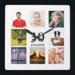 Horloge Carrée 30e anniversaire sur mesure photo collage mec<br><div class="desc">Une horloge murale en cadeau pour un 30e anniversaire pour un gars,  célébrant sa vie avec un collage de 8 de vos propres photos. Personnalisez et ajoutez l'âge de 30 ans et une date. Date de naissance ou date d'anniversaire. Lettres de couleur noire. Arrière - plan blanc.</div>