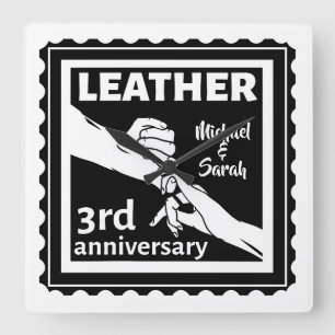 Horloge Carrée 3e anniversaire Mariage en main traditionnelle