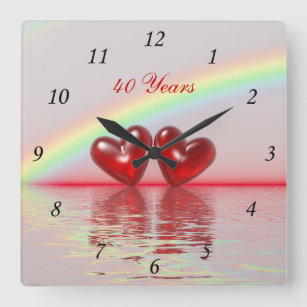 Horloge Carrée 40e Anniversary Ruby Hearts