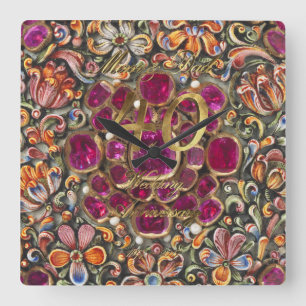 Horloge Carrée 40e Wedding Anniversary Ruby Wedding Parents