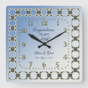 Horloge Carrée 45e anniversaire du Mariage Sapphire