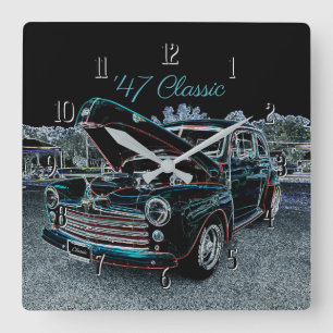 Horloge Carrée '47 Classic Automobile Square Wall Clock