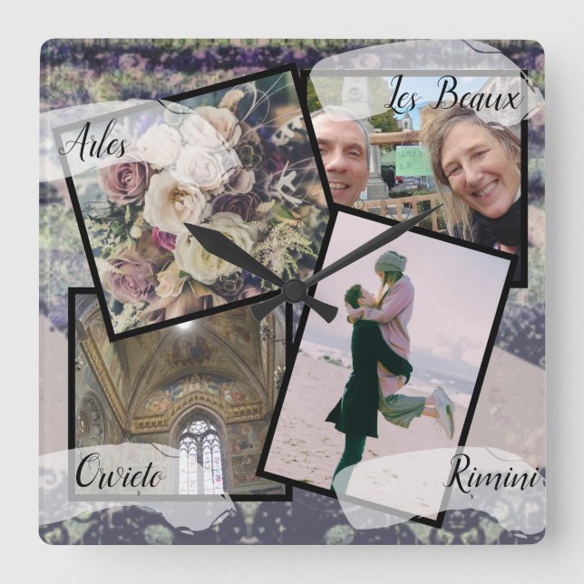 Horloge Carrée 4 Photos HoneyMoon Steampunk (Recto)