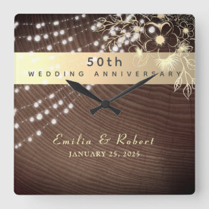 Horloge Carrée 50e anniversaire de mariage