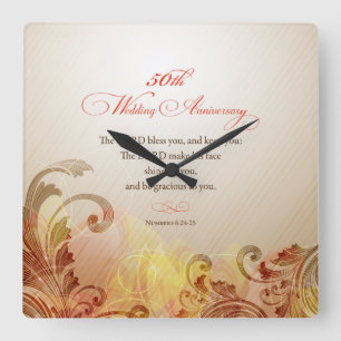 Horloge Carrée 50e anniversaire du Mariage, Seigneur bénisse et g