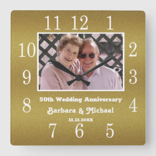 Horloge Carrée 50e Golden Wedding Anniversary