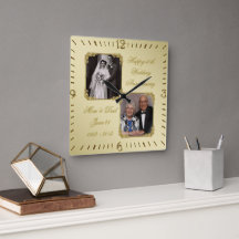 50e Golden Wedding Anniversary Photo Wall Clock