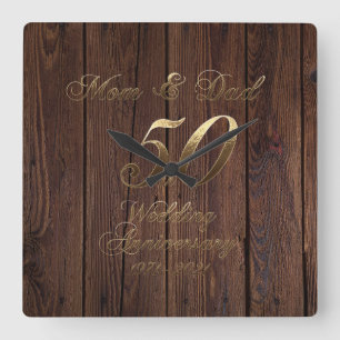 Horloge Carrée 50e Wedding Anniversary Golden Wedding Parents