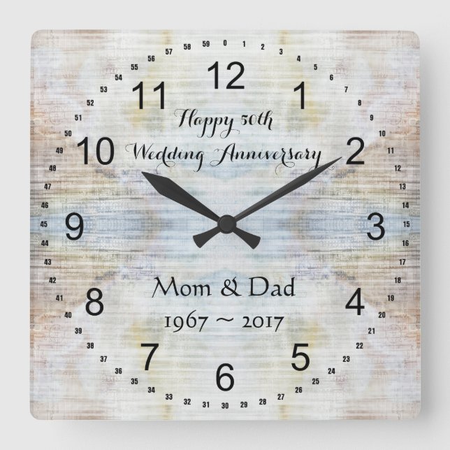 Horloge Carrée 50e Wedding Anniversary Marble (Recto)