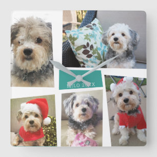 Horloge Carrée 5 Photo Collage Funky Mid Century Modern Angles