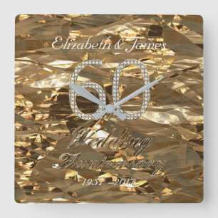 Horloge Carrée 60th Wedding Anniversary Diamond Wedding Parents