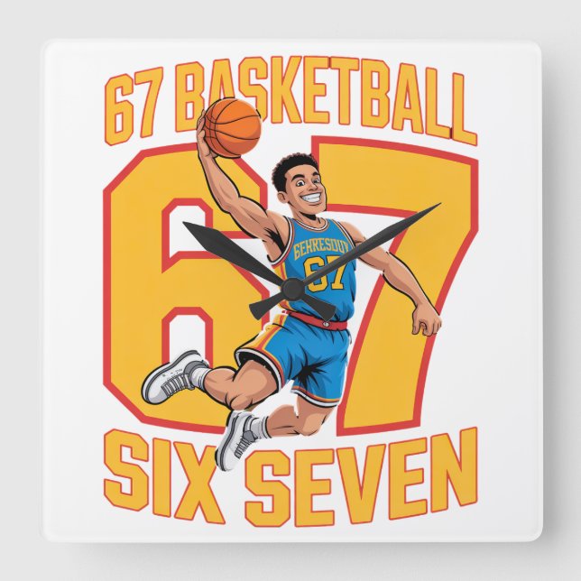 Horloge Carrée 67 Basket-ball Six Seven (Recto)