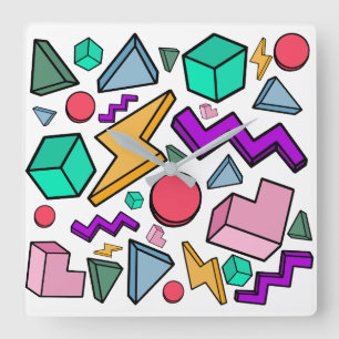 Horloge Carrée 80s esthétique Vintage rétro