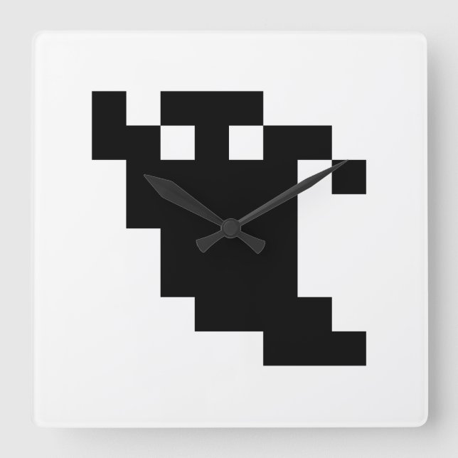 Horloge Carrée 8 Bit Pixel Ghost Shadow (Recto)