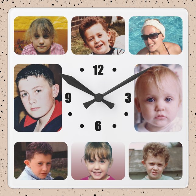 Horloge Carrée 8 photo black white (Créateur téléchargé)