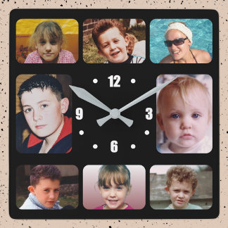 Horloge Carrée 8 photo white black