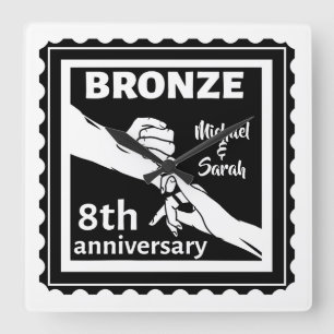 Horloge Carrée 8e anniversaire mariage cadeau traditionnel bronze