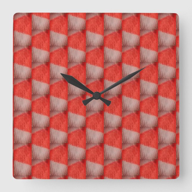 Horloge Carrée à damiers orange et blanc (Recto)
