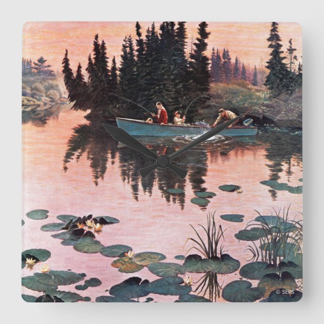 Horloge Carrée A Fine Catch par John Clymer (Recto)