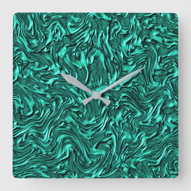 Horloge Carrée A l'air de jade vert texturé de mur (Recto)