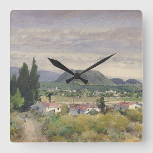 Horloge Carrée À Mexico Holmes Watercolor Landscape Summer