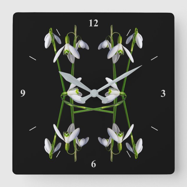 Horloge Carrée A Snowdrop Daisy (Recto)
