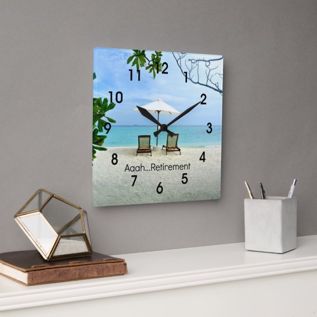 Horloge Carrée Aaah...Retraite (Bureau)