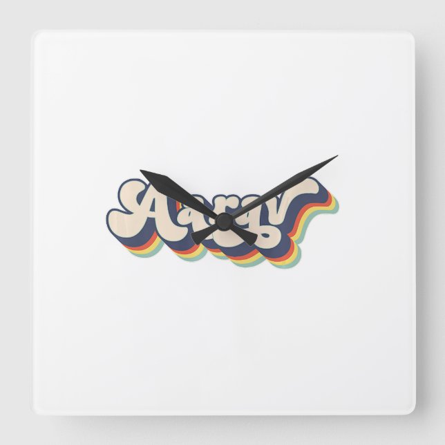 Horloge Carrée Aarav Nom de famille personnalisé prénom Aarav P (Recto)