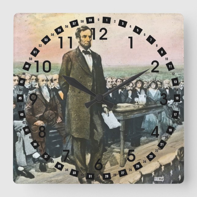 Horloge Carrée Abraham Lincoln Recites the Gettysburg Address (Recto)
