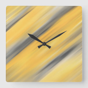 Horloge Carrée Abrégé sur gris et jaune diagonale