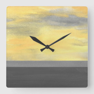 Horloge Carrée Abrégé sur jaune gris moderne