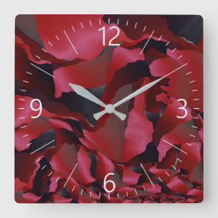 Horloge Carrée Abréviation rouge effilée