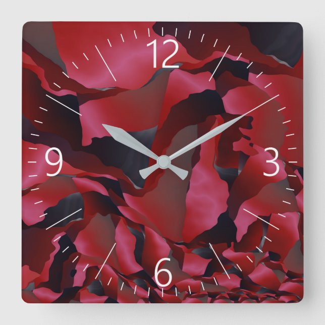 Horloge Carrée Abréviation rouge effilée (Recto)