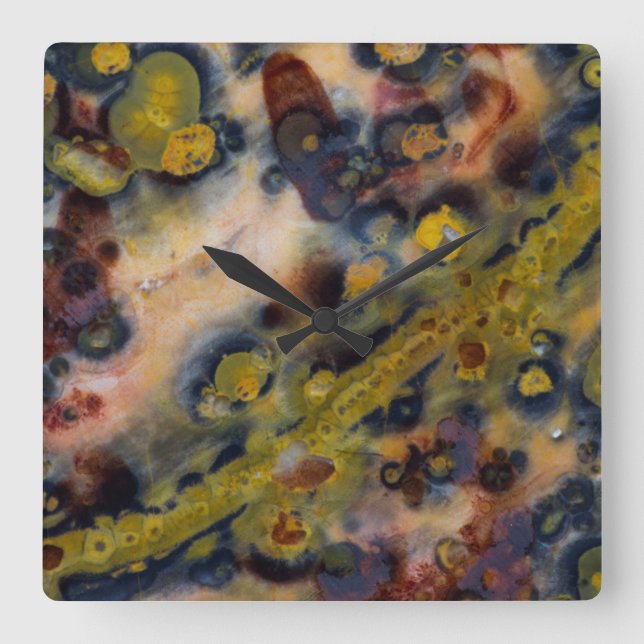 Horloge Carrée Abstract close up of Ocean Jasper (Recto)