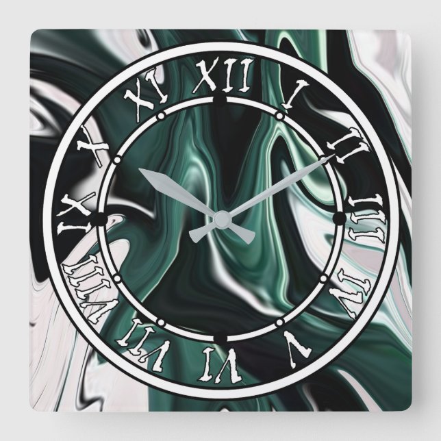 Horloge Carrée Abstract elegant fluide marble liquide (Recto)