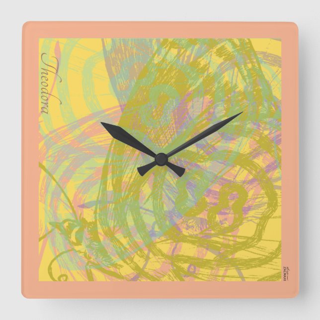 Horloge Carrée Abstract Gold Butterfly (Recto)
