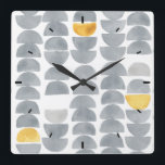 Horloge Carrée Abstract Gray Watercolor Crescent Pattern<br><div class="desc">This design features a gray and yellow water color crescent pattern inspired by the 2021 Pantone colors of the year. Based on an original water color by Lisa Audit Art. Surround yourself with heartwarming art.</div>
