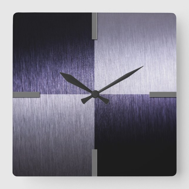 Horloge Carrée Abstract Modern Brushed metal - Wall Clock (Recto)