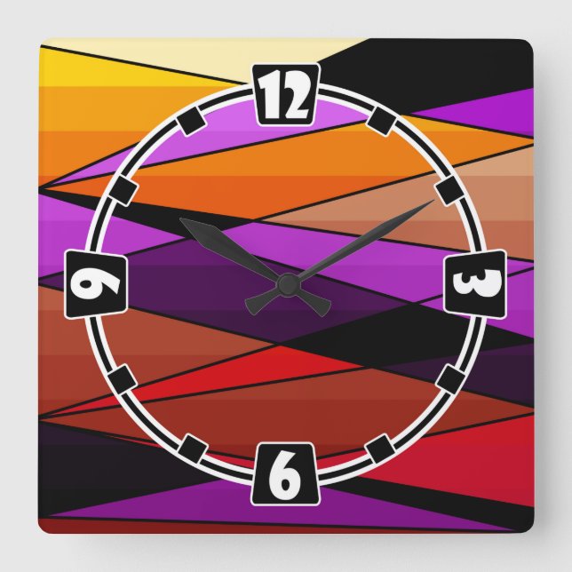Horloge Carrée Abstract moderne geometric shapes triorange (Recto)