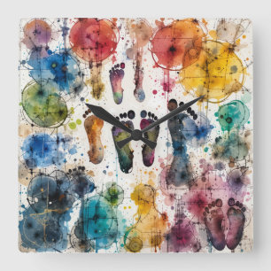 Horloge Carrée Abstract Paint Feed est tout sur la couleur