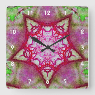HORLOGE CARRÉE ABSTRACT PINK FUCHSIA