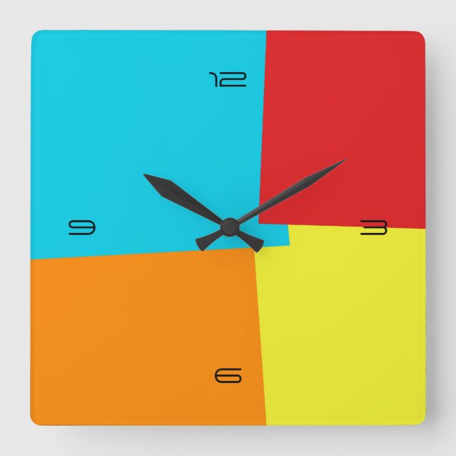 Horloge Carrée Abstract Retro Color Geometric Pattern #4 (Recto)