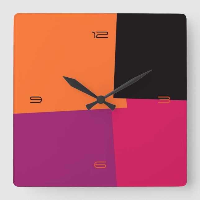 Horloge Carrée Abstract Retro Color Geometric Pattern #9 (Recto)