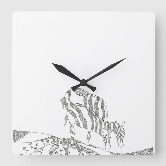 Horloge Carrée Abstract stick figure custom mug giraffe (Recto)