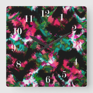Horloge Carrée Abstrait crimson noir
