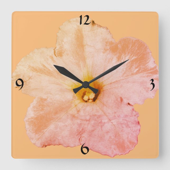Horloge Carrée Abstrait de la pêche de Noël à la floraison de pét (Recto)