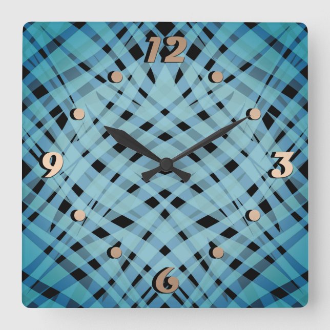 Horloge Carrée Abstrait géométrique moderne rayé rayé clair (Recto)